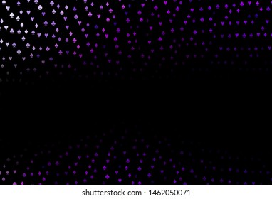 Dark Purple vector layout with elements of cards. Glitter abstract sketch with isolated symbols of playing cards. Smart design for your business advert of casinos.