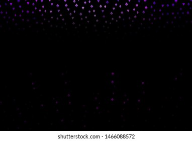 Dark Purple vector layout with elements of cards. Illustration with set of hearts, spades, clubs, diamonds. Pattern for leaflets of poker games, events.
