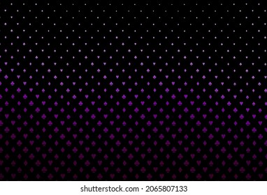 Dark purple vector layout with elements of cards. Illustration with set of hearts, spades, clubs, diamonds. Design for ad, poster, banner of gambling websites.