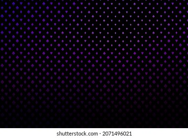 Dark purple vector layout with elements of cards. Blurred decorative design of hearts, spades, clubs, diamonds. Pattern for booklets, leaflets of gambling houses.