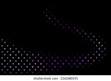 Dark purple vector layout with elements of cards. Colored illustration with hearts, spades, clubs, diamonds. Pattern for ads of parties, events in Vegas.