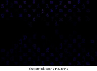 Dark Purple vector layout with latin alphabet. Modern geometrical illustration with ABC english symbols. The pattern can be used for ad, booklets, leaflets of education.