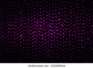 Dark Purple vector layout with latin alphabet. Modern geometrical illustration with ABC english symbols. Best design for a college poster, banner.