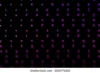 Dark purple vector layout with latin alphabet. Modern geometrical illustration with ABC english symbols. Best design for your ad, poster, banner of college.