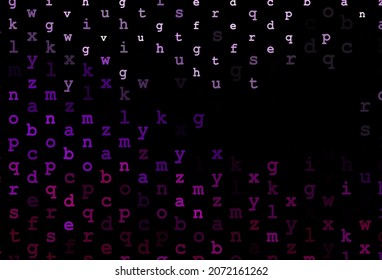 Dark purple vector layout with latin alphabet. Blurred design in simple style with signs of alphabet. Best design for your ad, poster, banner of college.