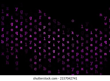 Dark purple vector layout with latin alphabet. Colored alphabet signs with gradient on white background. The pattern can be used as ads, poster, banner for books.