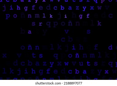 Dark purple vector layout with latin alphabet. Shining illustration with ABC symbols on abstract template. The pattern can be used as ads, poster, banner for books.