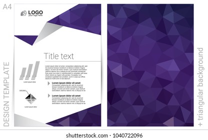 Dark Purple vector  layout for Leaflets. Beautiful colored sample in A4 size. Pattern can be used as a template for calendars.
