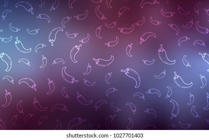 Dark Purple vector layout with peppers. Blurred decorative design of peppers in doodle style. Doodle design for your business advert of cafes.