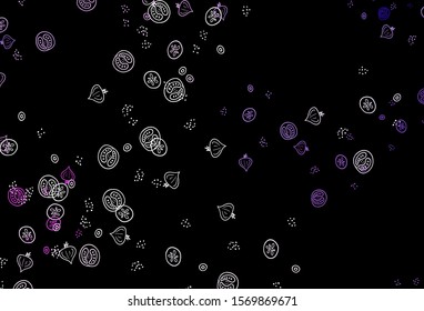 Dark Purple vector layout with restaurant food. Abstract background with colorful Fast Food illustrations. Doodle design for your business advert of cafes.