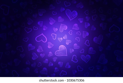 Dark Purple vector layout with sweet hearts. Illustration with hearts in love concept for valentine's day. Template for Valentine's greeting postcards.
