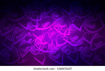 Dark Purple vector layout with sweet hearts. Illustration with hearts in love concept for valentine's day. Pattern for marriage gifts, congratulations.