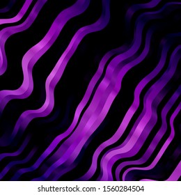 Dark Purple vector layout with wry lines. Gradient illustration in simple style with bows. Best design for your posters, banners.