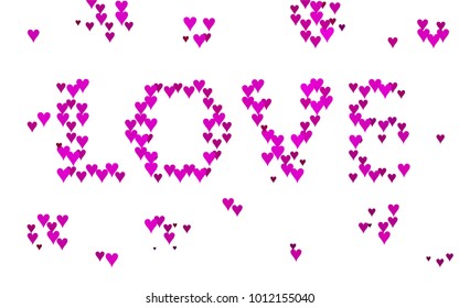 Dark Purple vector lovely background with hearts. Valentines greeting card with cute hearts. Abstract pattern for your design, website, ad.