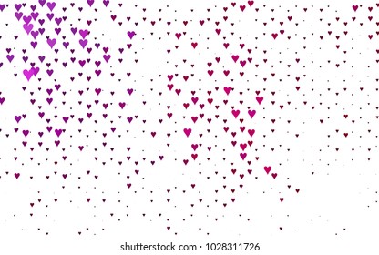 Dark Purple vector lovely background with hearts. Valentines greeting card with cute hearts. Abstract pattern for your design, website, ad.