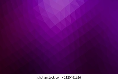 Dark Purple vector low poly mosaic texture. Triangular geometric sample with gradient.  Brand new style for your business design.