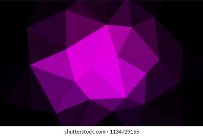 Dark Purple vector low poly layout. Creative illustration in halftone style with triangles. Brand new style for your business design.