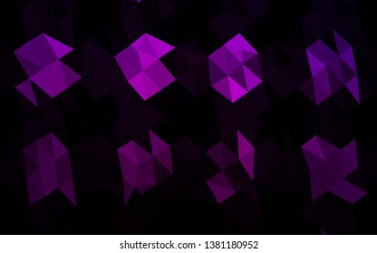 Dark Purple vector low poly cover. Shining illustration, which consist of triangles. Completely new design for your business.