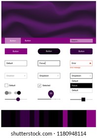 Dark Purple vector Material Design Kit with liquid shapes. Elegant bright illustration with gradient  in memphis style. Simple colorful design for websites.