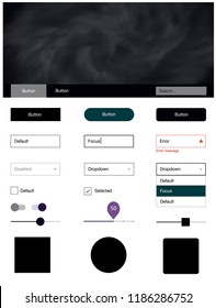 Dark Purple vector Material Design Kit with stars. Beautiful ui ux kit with colorful sky in its header. Modern template for your landing page.
