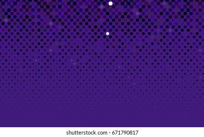 Dark Purple vector modern geometrical circle abstract background. Dotted texture template. Geometric pattern in halftone style with gradient. 