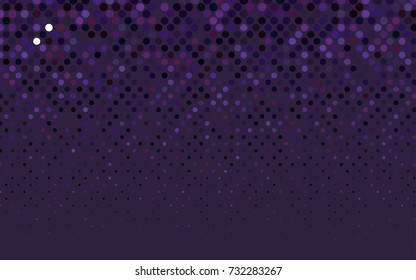 Dark Purple vector modern geometrical circle abstract background. Dotted texture template. Geometric pattern in halftone style with gradient. 