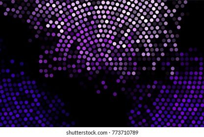 Dark Purple vector modern geometrical circle abstract background. Dotted texture template. Geometric pattern in halftone style with gradient. 