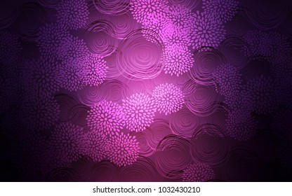 Dark Purple vector natural abstract design. Doodle illustration of flowers in Origami style with gradient. Brand-new style for your business design.