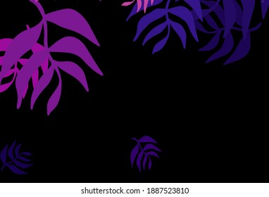 Dark Purple vector natural backdrop with leaves. An elegant bright illustration with leaves in Natural style. Pattern for wallpapers, coloring books.