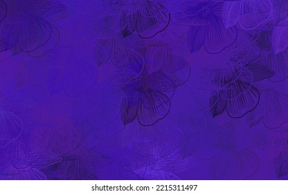 Dark Purple vector natural background with flowers. Illustration with colorful abstract doodle flowers. Pattern for heads of websites, designs.