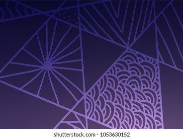 Dark Purple vector natural elegant texture. Blurred decorative design in Indian style with Zen tangles. The elegant pattern can be used as a part of a brand book.