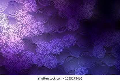 Dark Purple vector natural elegant pattern. A completely new color illustration in doodle style with flowers. Brand-new style for your business design.