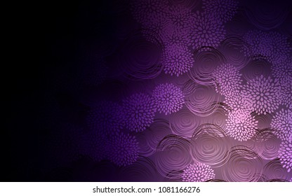 Dark Purple vector natural elegant pattern. Doodle illustration of flowers in Origami style with gradient. The template can be used as a background for cell phones.