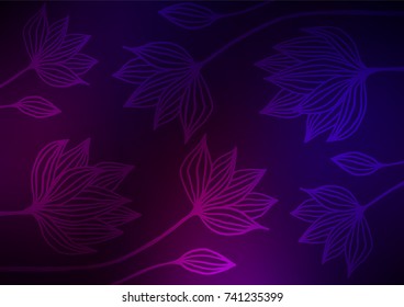Dark Purple vector natural elegant texture. Doodles on blurred abstract background with gradient. The doodle design can be used for your web site.