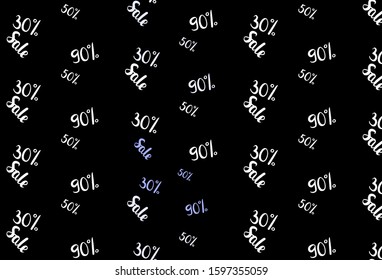 Dark Purple vector pattern with 30, 50, 90 percentage signs. Abstract illustration with colorful gradient symbols of sales. Backdrop for ads, leaflets of Black Friday.