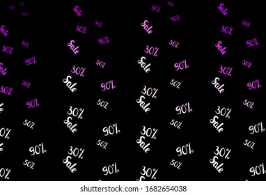 Dark Purple vector pattern with 30, 50, 90 percentage signs. Gradient illustration with discount signs on white backdrop. Design for business ads, commercials.