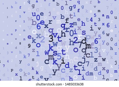 Dark Purple vector pattern with ABC symbols. Blurred design in simple style with signs of alphabet. Smart design for promotion of university.