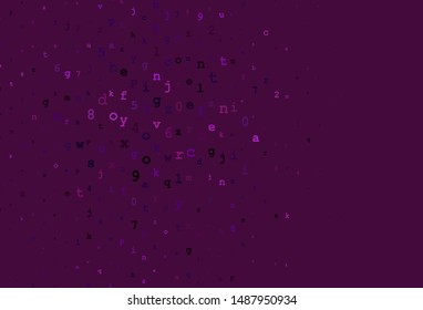 Dark Purple vector pattern with ABC symbols. Colored alphabet signs with gradient on white background. Pattern for ads, poster, banner of books.