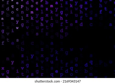 Dark purple vector pattern with ABC symbols. Abstract illustration with colored latin alphabet. Best design for your ad, poster, banner of college.