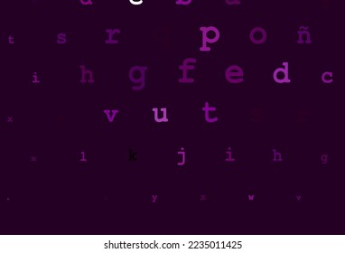 Dark purple vector pattern with ABC symbols. Colored alphabet signs with gradient on white background. The pattern can be used for ad, booklets, leaflets of education.