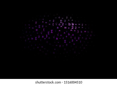 Dark Purple vector pattern with arithmetic signs.  