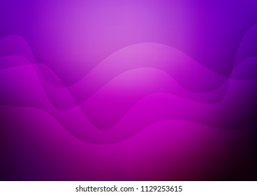 Dark Purple vector pattern with bent ribbons. Shining illustration, which consist of blurred lines, circles. New composition for your brand book.