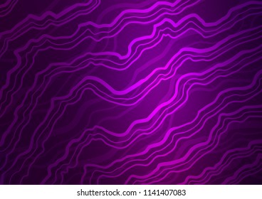 Dark Purple vector pattern with bent ribbons. A vague circumflex abstract illustration with gradient. The elegant pattern for brand book.
