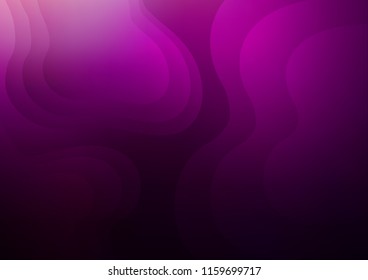Dark Purple vector pattern with bent ribbons. A vague circumflex abstract illustration with gradient. Marble style for your business design.