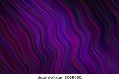 Dark Purple vector pattern with bent ribbons. Shining illustration, which consist of blurred lines, circles. Marble style for your business design.