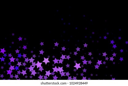 Dark Purple vector pattern with christmas stars. Stars on blurred abstract background with gradient. Best design for your ad, poster, banner.