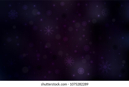 Dark Purple vector pattern with christmas snowflakes. Glitter abstract illustration with crystals of ice. The pattern can be used for year new  websites.