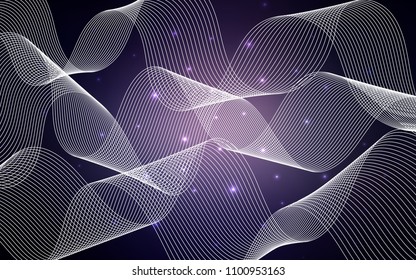 Dark Purple vector pattern with christmas ribbons. Modern geometrical abstract illustration with carnival ribbons. The pattern can be used for new year ad, booklets.
