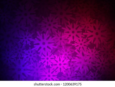 Dark Purple vector pattern with christmas snowflakes. Glitter abstract illustration with crystals of ice. The pattern can be used for new year ad, booklets.