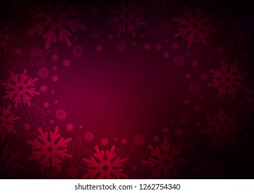 Dark Purple vector pattern with christmas snowflakes. Decorative shining illustration with snow on abstract template. The pattern can be used for new year ad, booklets.